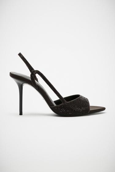 SHINY DETAIL HEELED SANDALS - Brown by Zara