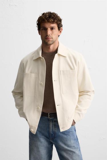 CAMISA LARGA COM TEXTURA E BOLSOS - Cru da Zara