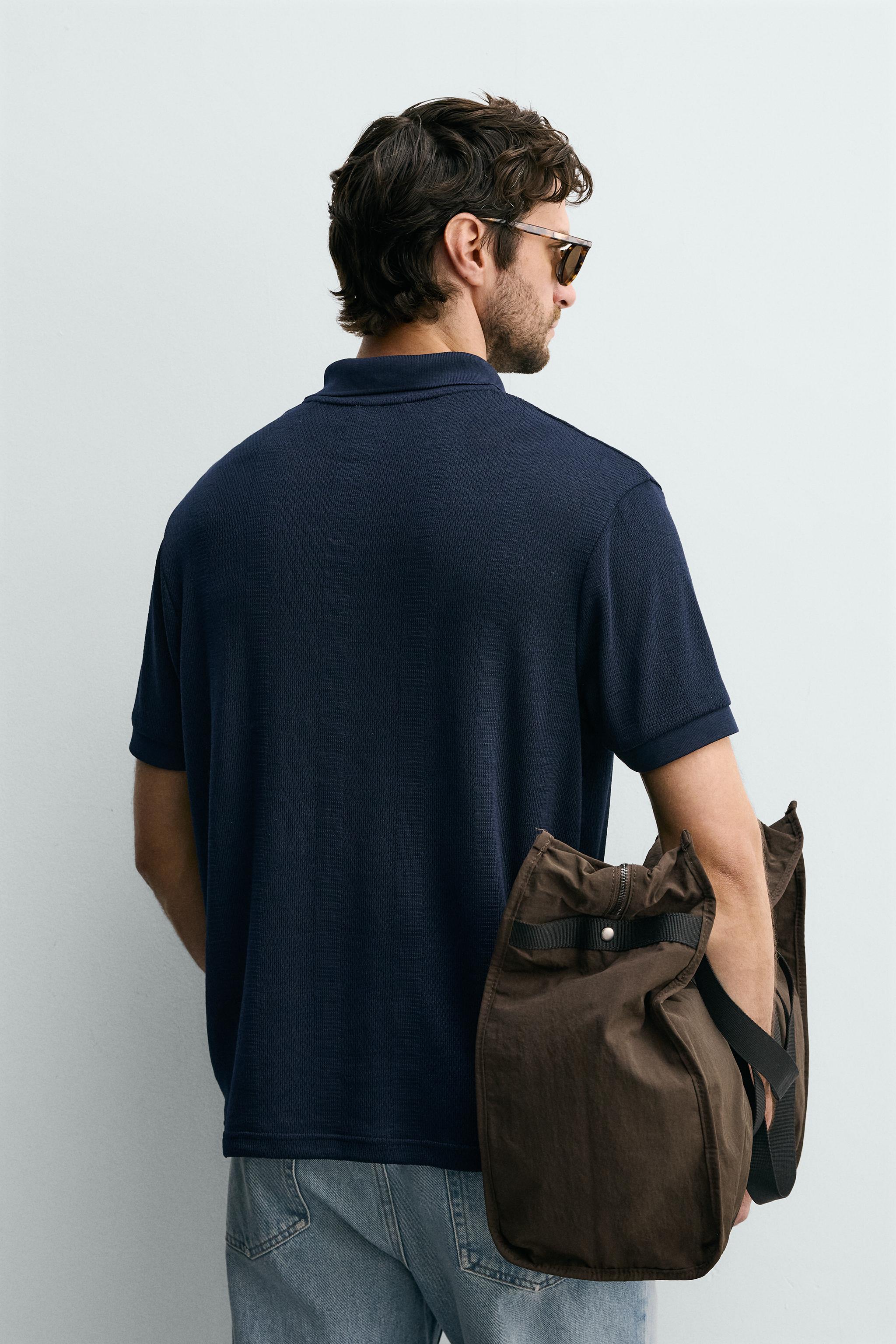 Мужские рубашки Zara STRIPED JACQUARD REGULAR FIT POLO — фото 3