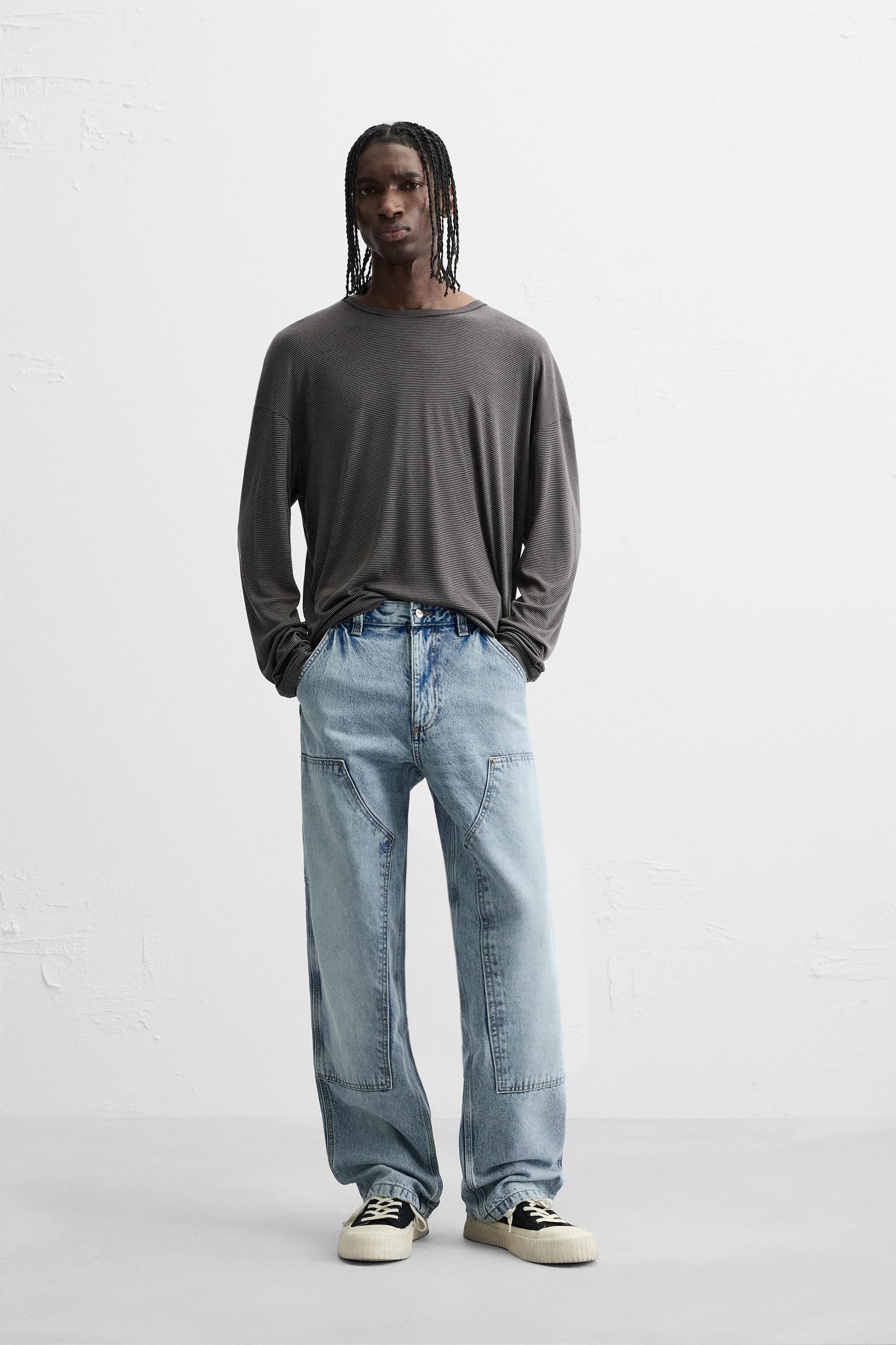 STRAIGHT FIT CARPENTER JEANS - Black | ZARA United States