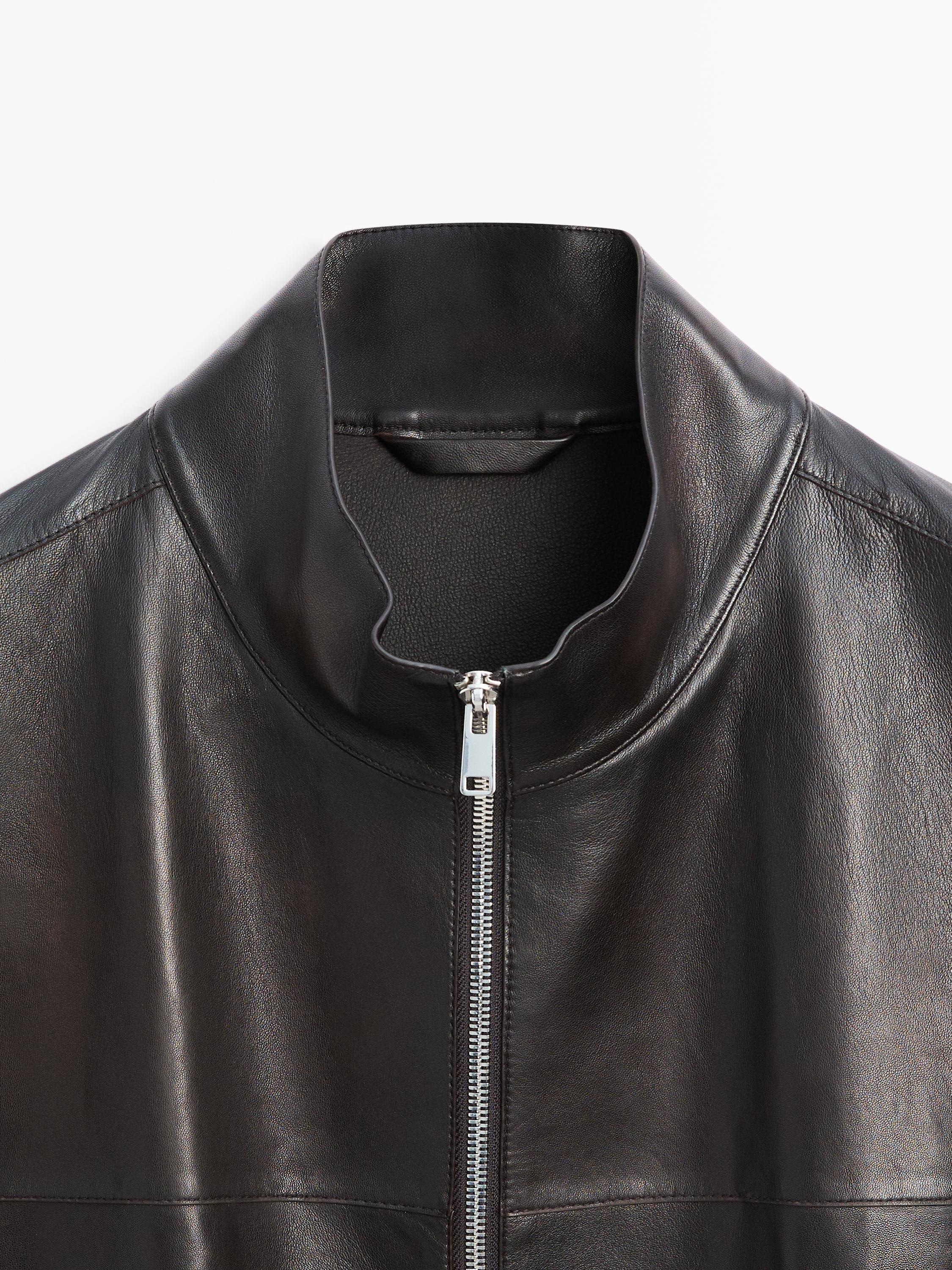 Distressed effect nappa leather jacket