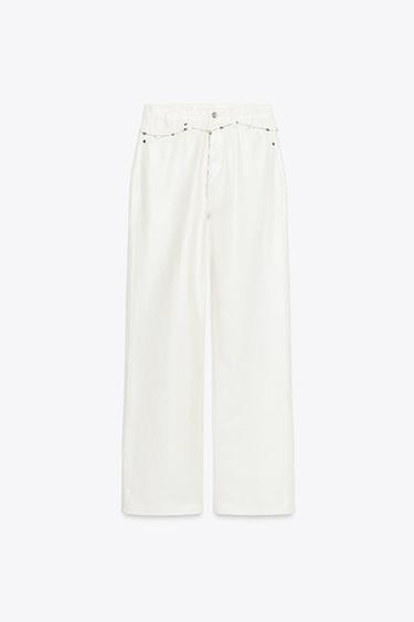 JEAN Z1975 EFFET NACRÉ CEINTURE - Blanc cassé de Zara - Image 7