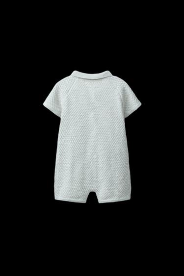 Zara TEXTURED KNIT SHORT JUMPSUIT - Pastel green