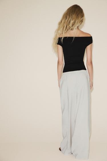 PLAIN KNIT BOAT NECK TOP - Black by Zara - Image 2