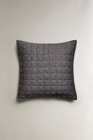 GREY COTTON JERSEY MELANGE CUSHION COVER FOR QUILTS - Dark grey by Zara