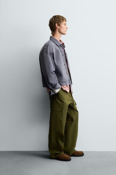 VESTE DÉLAVÉE COUPE CARRÉE - Bleuté de Zara - Image 3