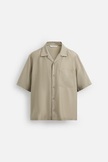 LYOCELL BLEND SHIRT - Olive green by Zara