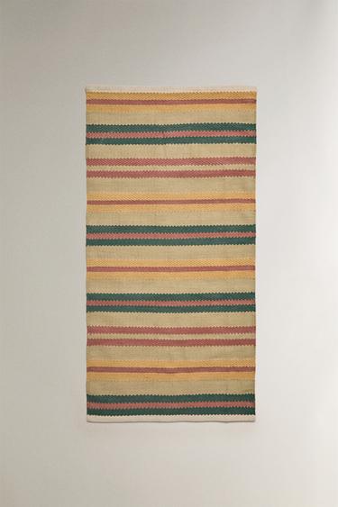 TAPETE ÀS RISCAS - Verde-água da Zara