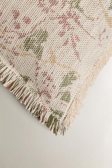 HOUSSE DE COUSSIN COTON FLEURS - Écru moyen de Zara - Image 1