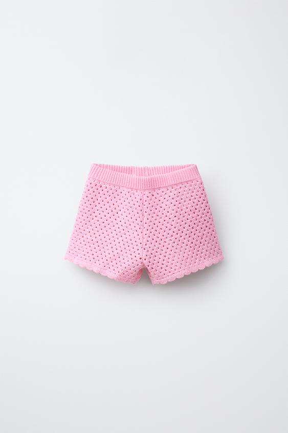 BERMUDA DE MALHA DE CROCHÊ COM PEIXE - Rosa da Zara - Imagem 0