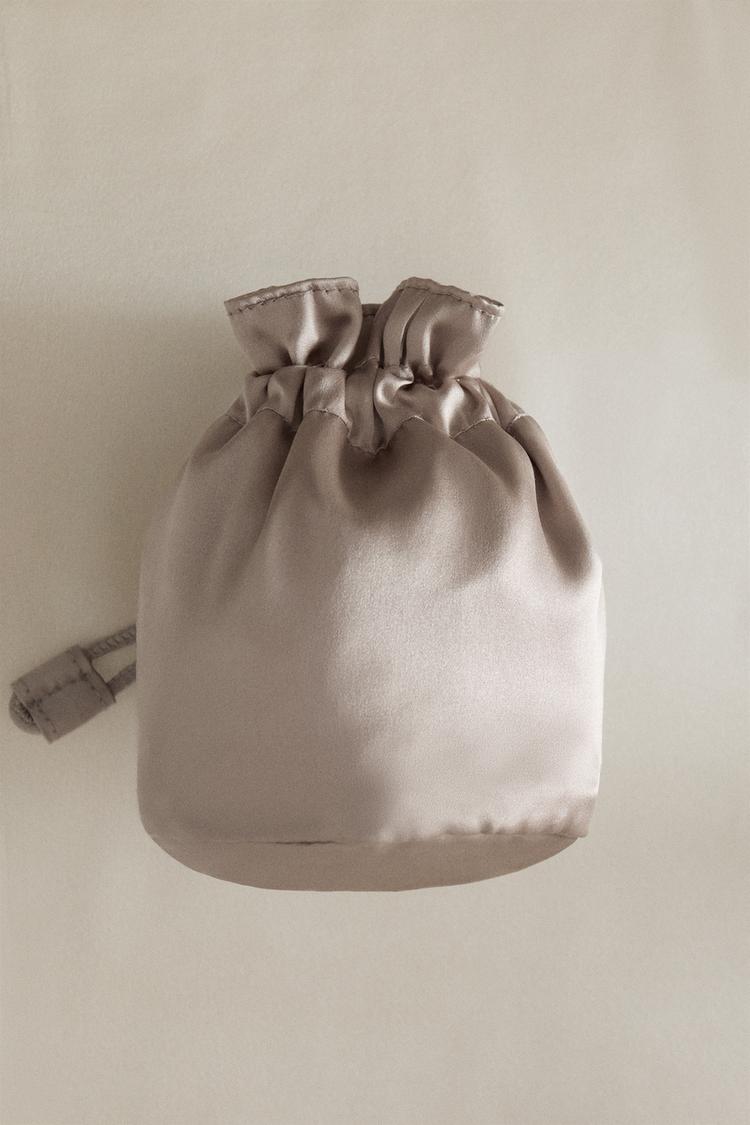 SATIN POUCH — Ecru White