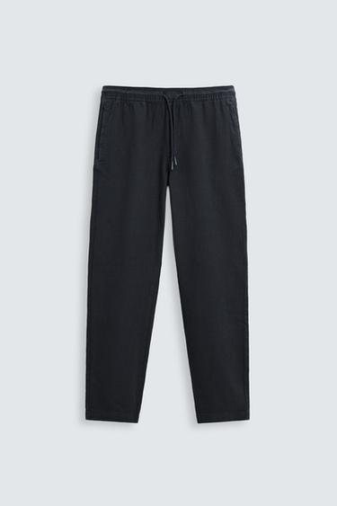 Zara TEXTURED RELAXED FIT PANTS - Blue gray