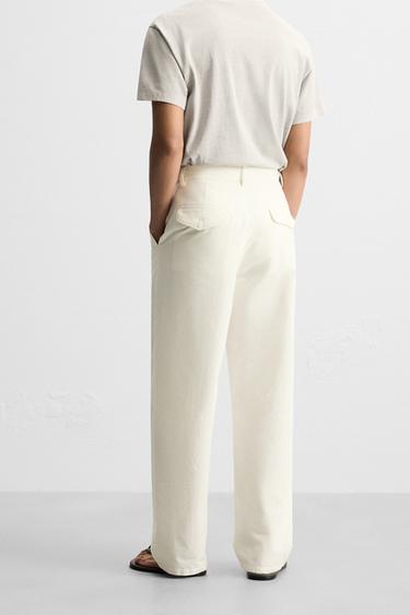 PANTALON STRAIGHT FIT COTON - Blanc cassé de Zara - Image 2