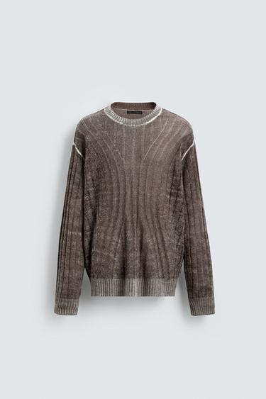 ABSTRACT JACQUARD JUMPER - Brown by Zara