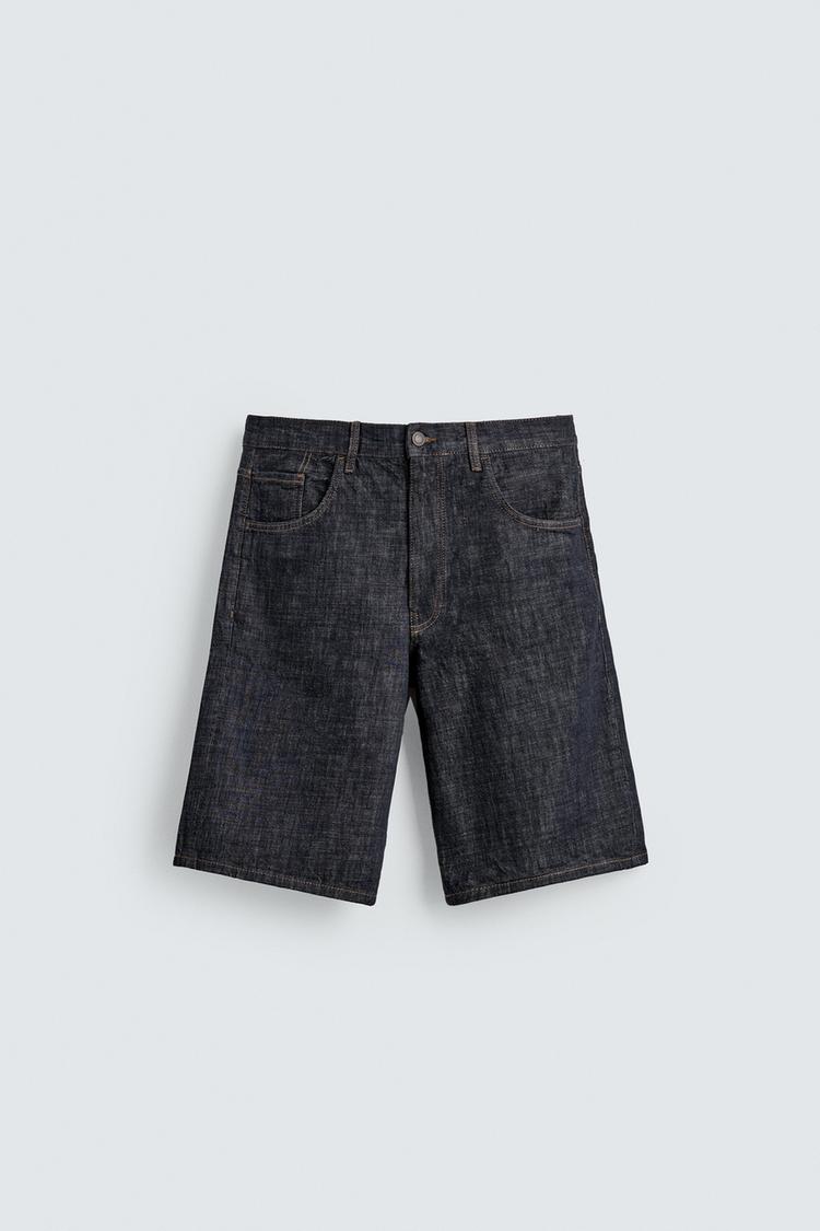 ZARA BAGGY FIT DENIM BERMUDA SHORTS