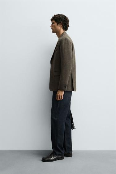 100% WOOL TEXTURED BLAZER - Multicoloured by Zara - Image 3