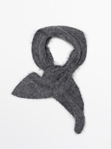 Zara 100% cashmere knit tie with bow - Gray
