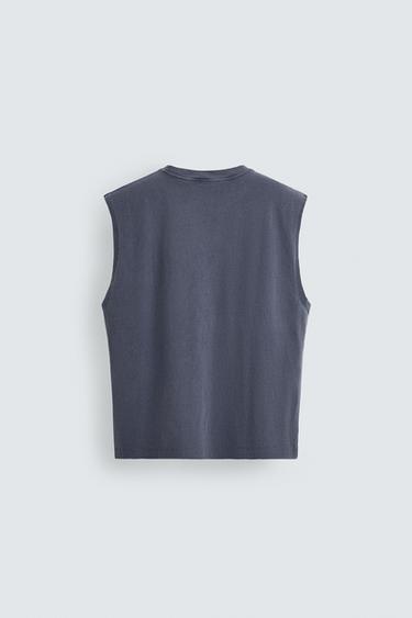 T-SHIRT SANS MANCHES IMPRIMÉ CADENAS - Bleu délavé de Zara - Image 7