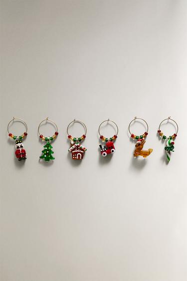 PACK OF GLASS CHRISTMAS GLASS CHARMS (PACK OF 6) - Red by Zara - Image 0