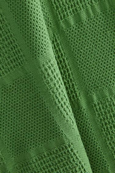 WAFFLE-KNIT COTTON TEA TOWEL - Green by Zara - Image 3