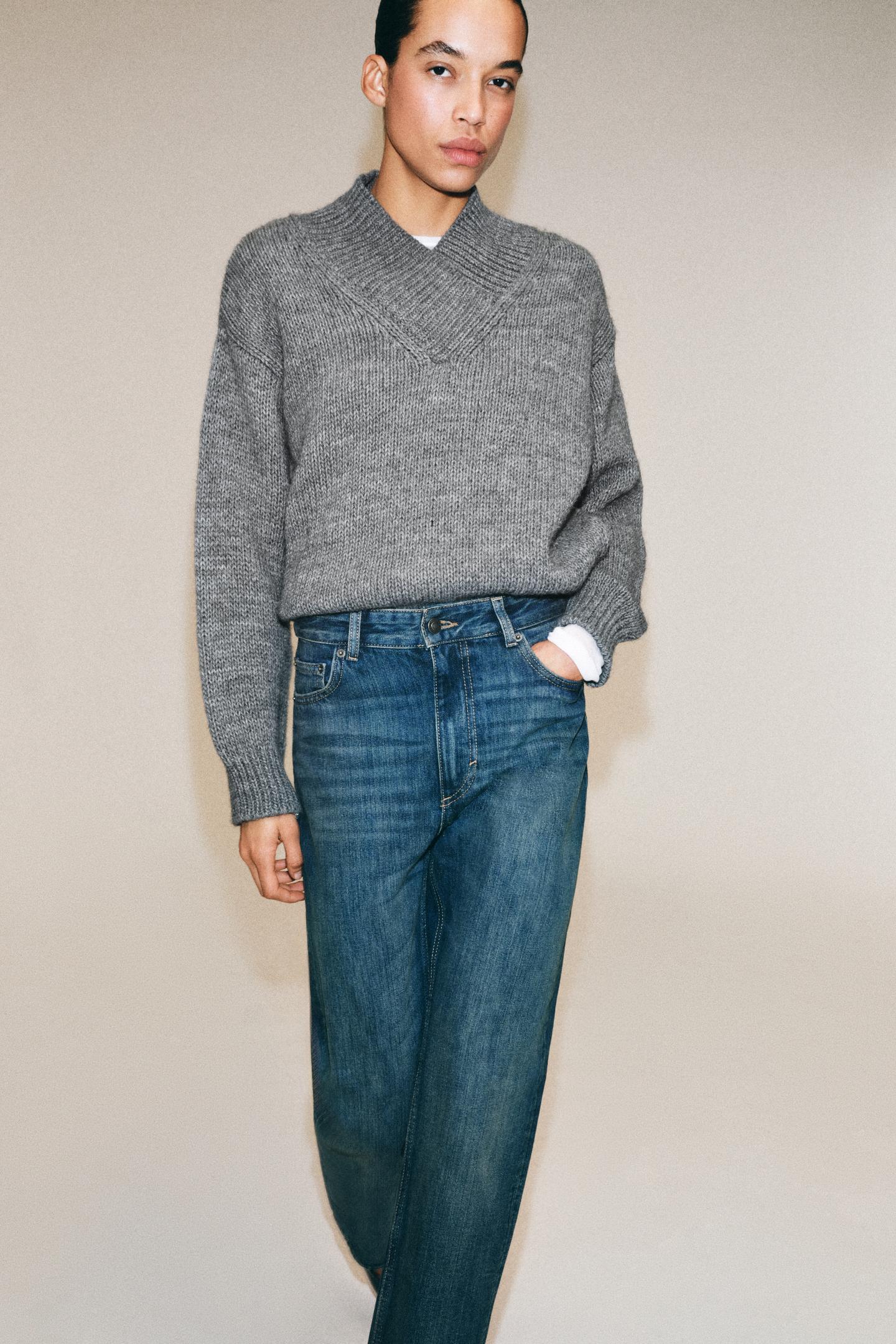 Женские джинсы Zara ZW Collection High-Rise Straight-Fit, цвет: Синий — фото 3