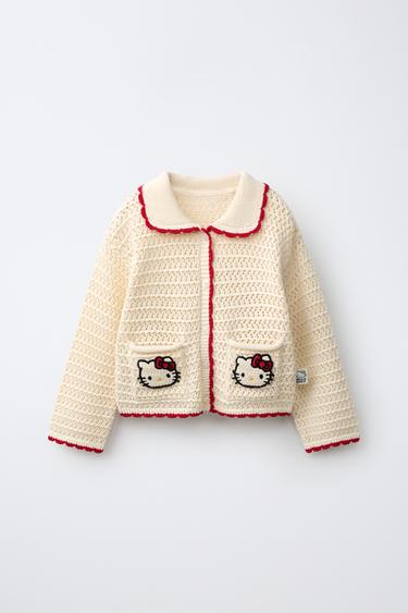 HELLO KITTY © SANRIO KNIT CARDIGAN - Ecru / Red by Zara - Image 0