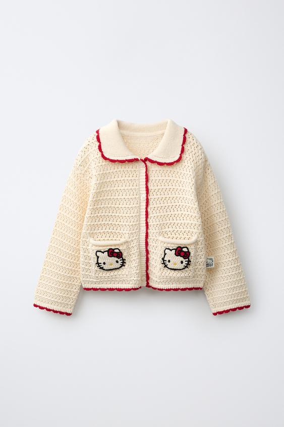 HELLO KITTY © SANRIO KNIT CARDIGAN - Ecru / Red by Zara - Image 0