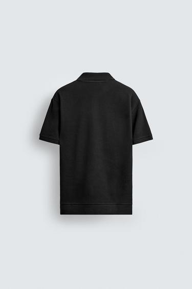 VERTICAL TEXTURED POLO SHIRT - Black by Zara