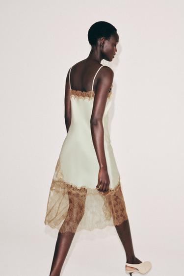 ROBE STYLE LINGERIE DENTELLE ZW COLLECTION - Vert d'eau de Zara - Image 4