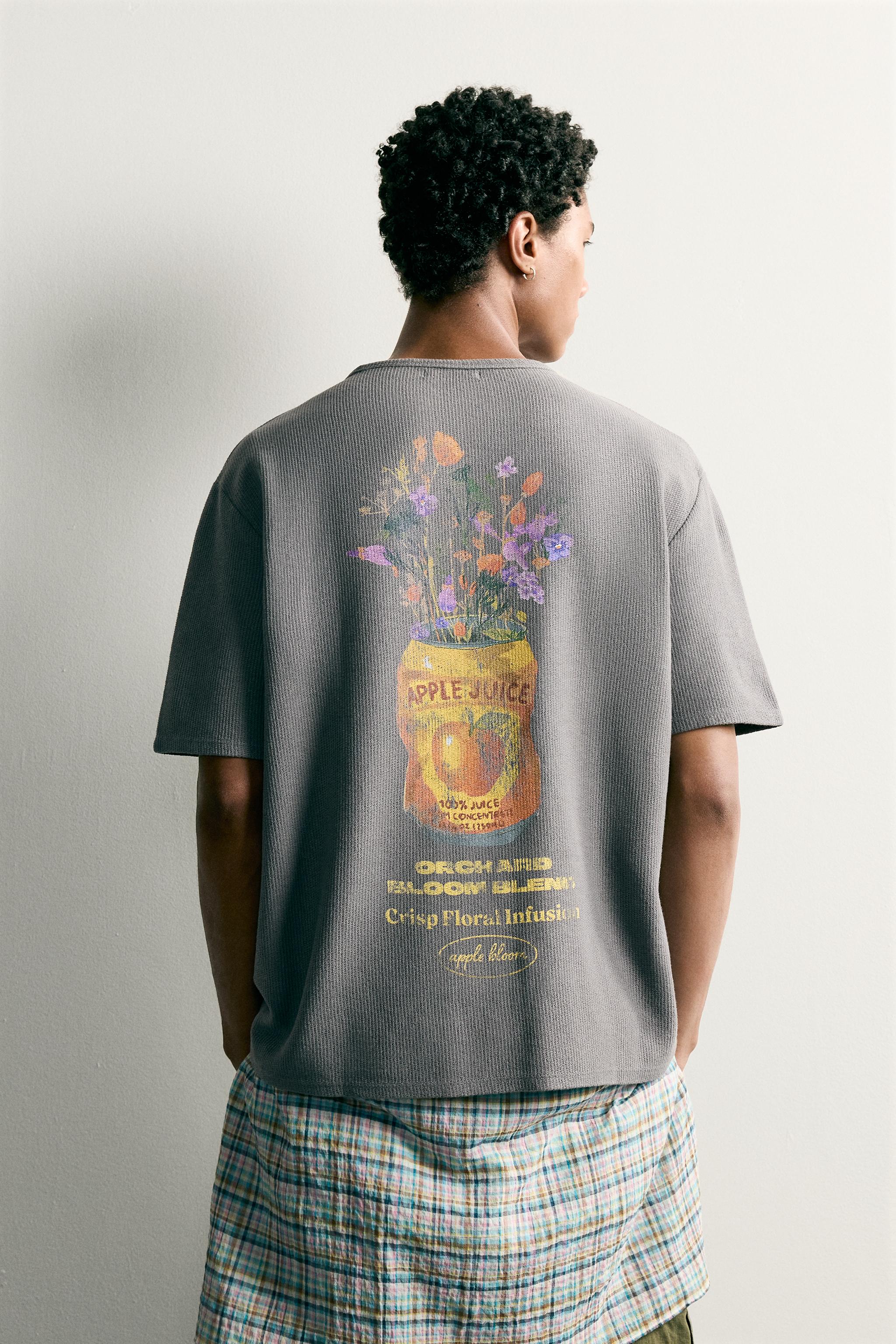 Мужские футболки Zara WASHED PRINTED KNIT T-SHIRT — фото 3