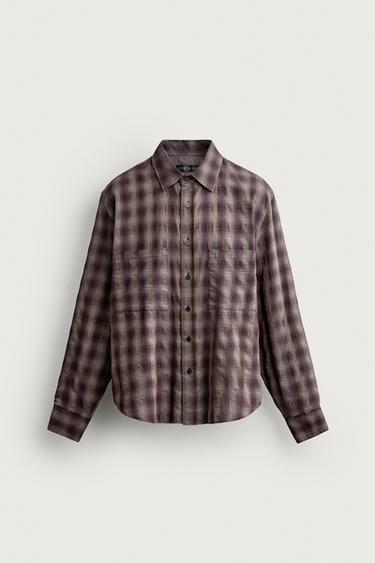 CAMISA CUADROS BOLSILLO -  de Zara