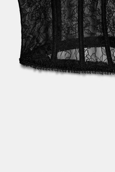 CORSETRY-INSPIRED LACE TOP - Black by Zara - Image 6