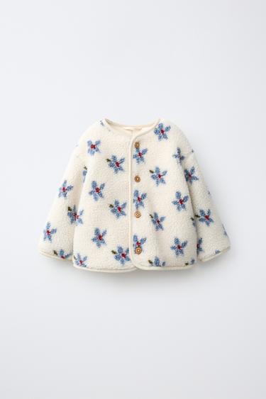 CAZADORA BORREGUILLO FLORES - Crudo de Zara - Imagen 0