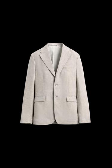 100% LINEN SUIT BLAZER - Light beige by Zara - Image 0