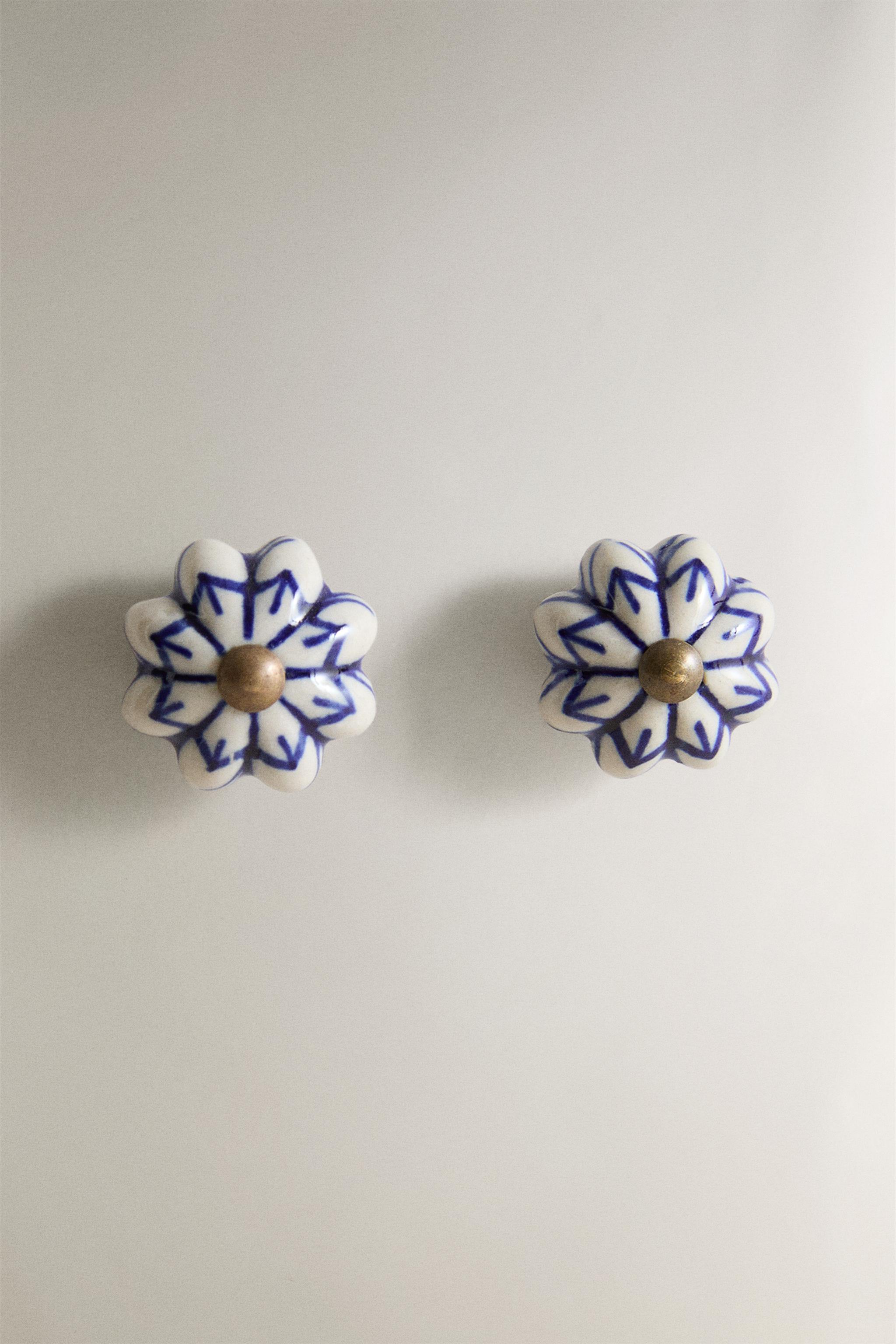 PACK OF STONEWARE DOOR KNOBS (PACK OF 2) — Blue