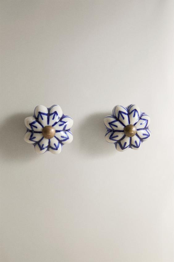 PACK OF STONEWARE DOOR KNOBS (PACK OF 2) - أزرق الخاص بـ Zara - صورة 0