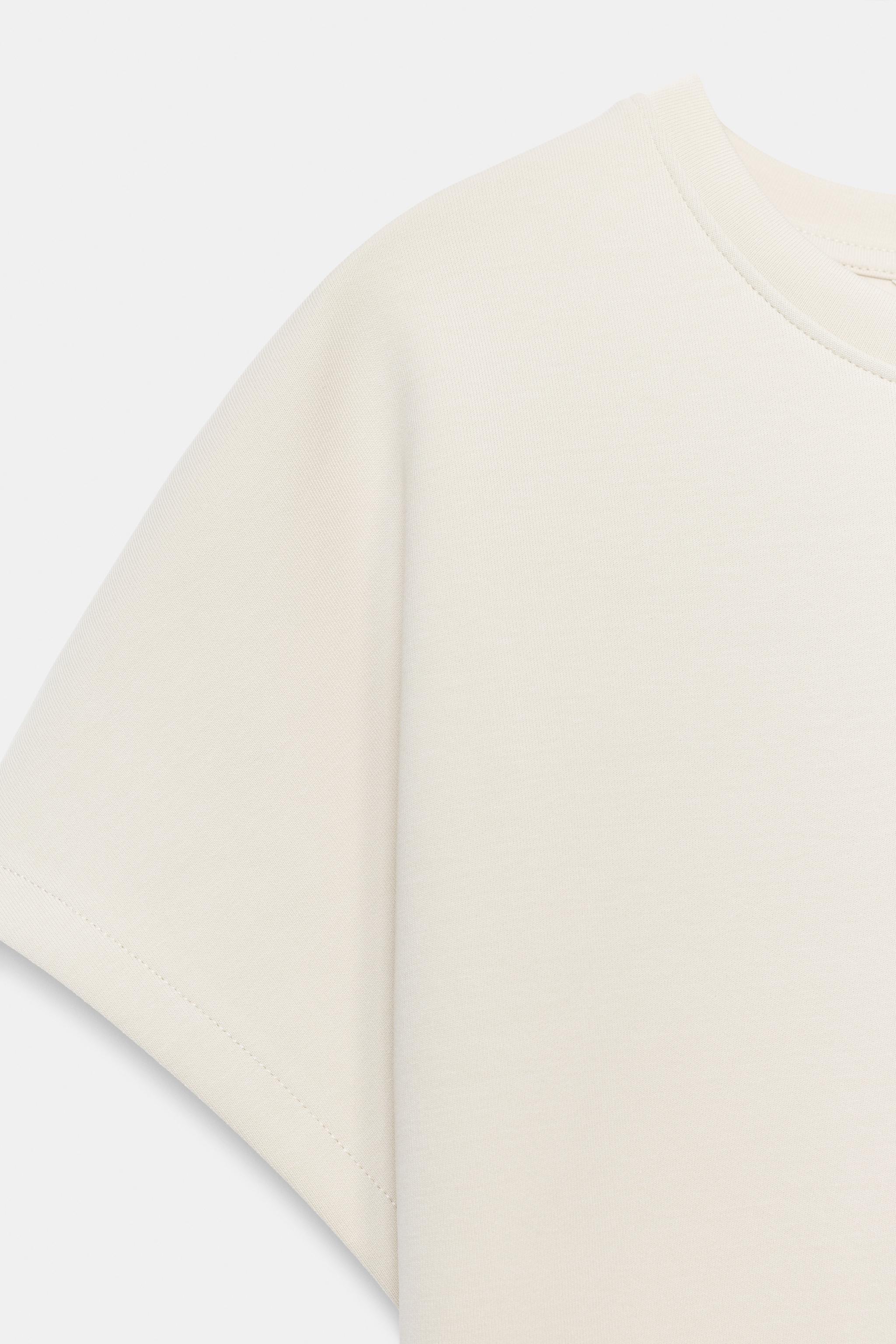 Zara INTERLOCK KISA KOLLU T-SHIRT görsel 7