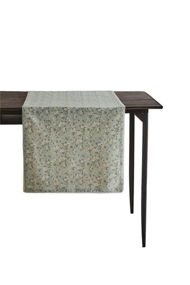 WILDFLOWER TABLE RUNNER WITH LACE TRIM - Bluish by Zara