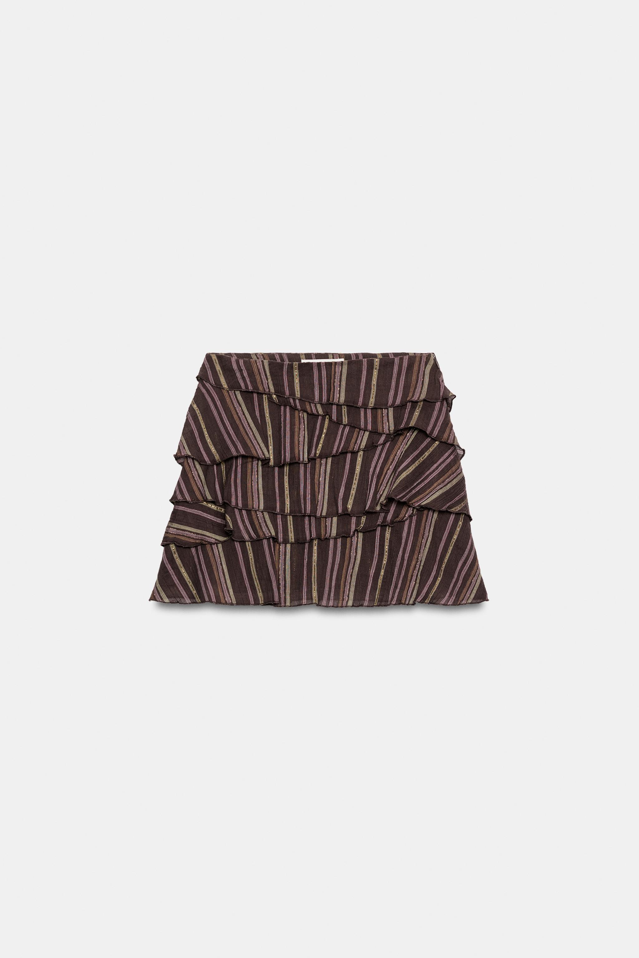 METALLIC THREAD STRIPED SKORT