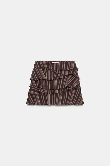 METALLIC THREAD STRIPED SKORT - Brown by Zara - Image 5
