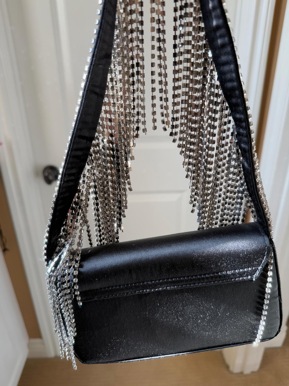 JEWEL FRING HANDLE SATIN CROSSBODY BAG - Image 4