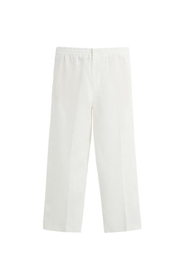 PANTALÓN TRAJE 100% LINO - Blanco de Zara