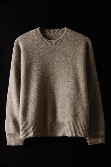 CASHMERE ROUND SNOOD SWEATER — Brown / Taupe 1