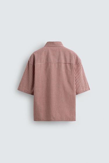 RELAXED FIT CHECK SHIRT - White / Red by Zara - Image 7