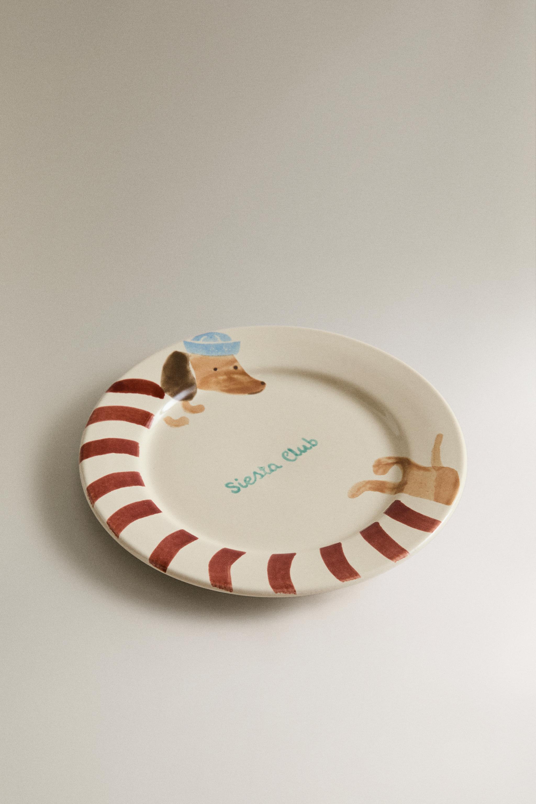 CHILDREN'S CERAMIC DOGGY PLATE — Cream