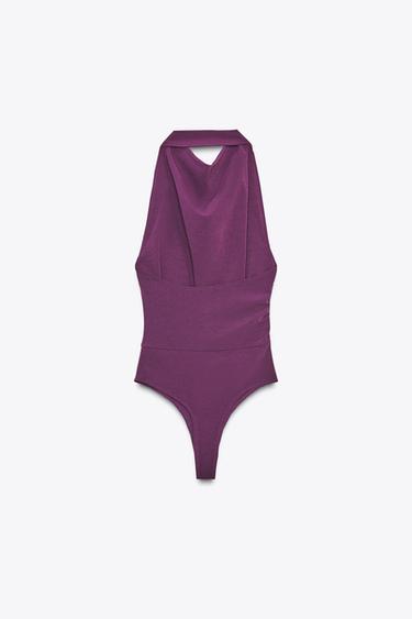 OPEN BACK HALTER BODYSUIT - Aubergine by Zara - Image 6