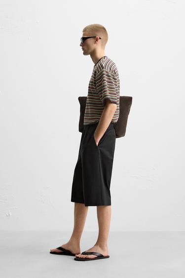 PLEATED BERMUDA SHORTS WITH BELT - Black by Zara - Image 3