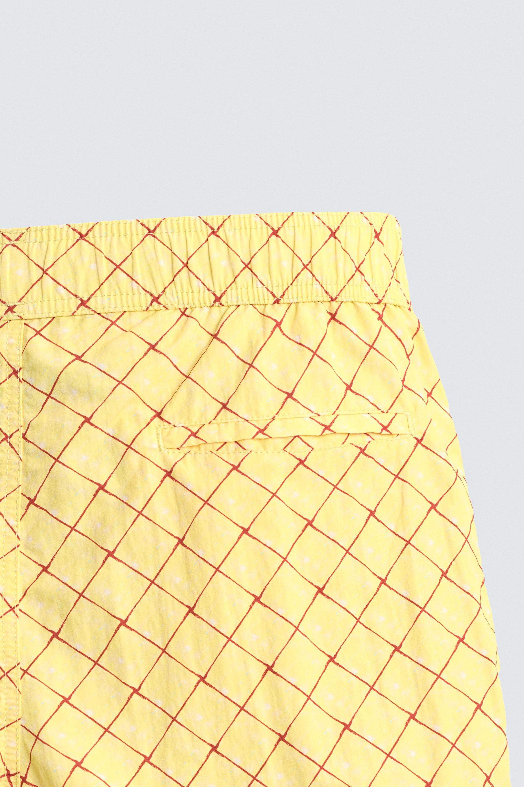 MAILLOT DE BAIN MI-LONG À IMPRIMÉ GÉOMÉTRIQUE DÉLAVÉ