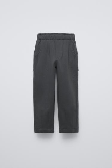 PANTALÓN BALLOON FELPA PINZAS - Gris antracita de Zara