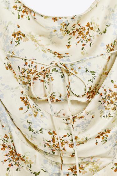 ZW COLLECTION PRINTED SATIN DRESS - Yellow by Zara - Image 7